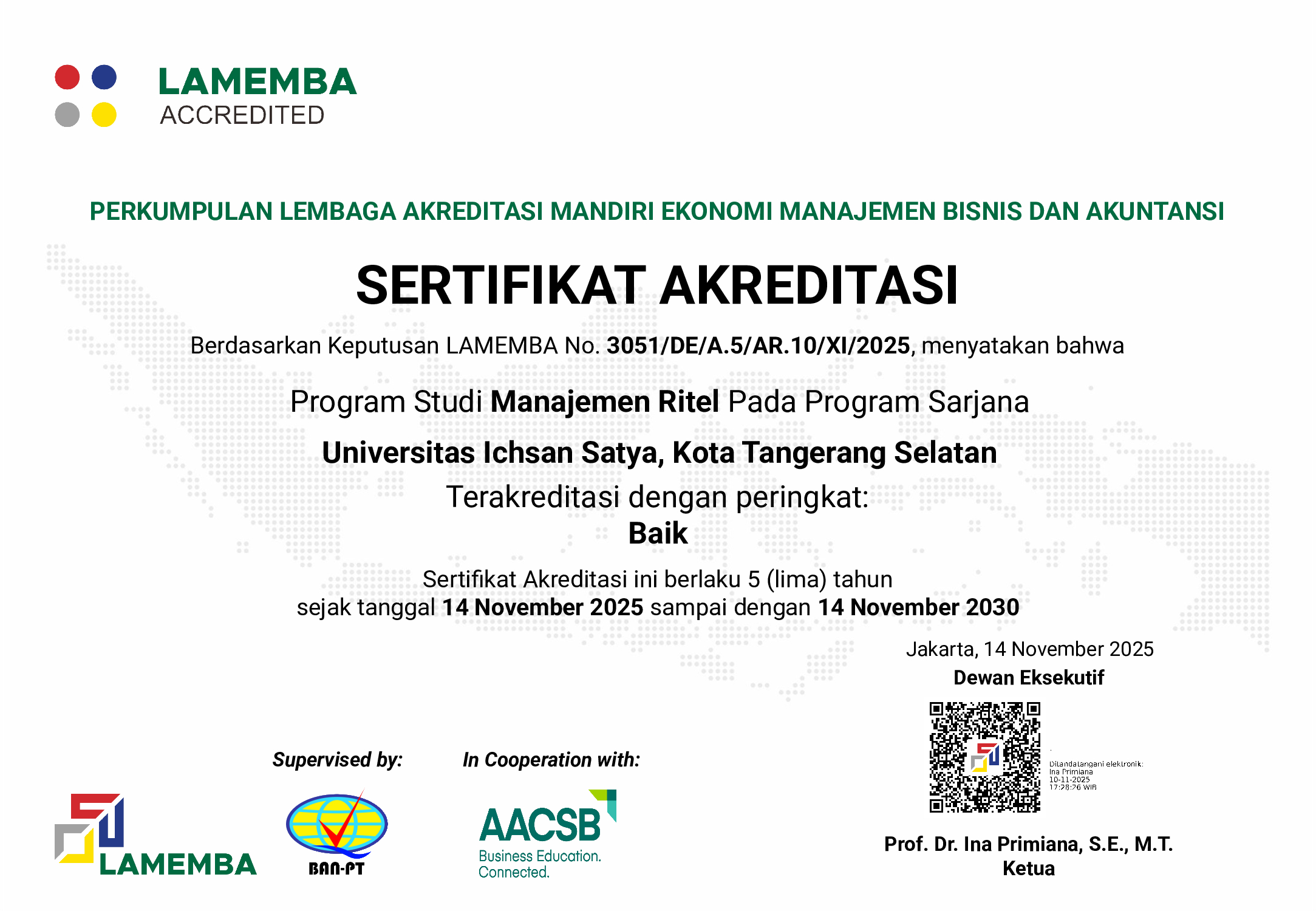 SK Akreditasi Sarjana Manajemen Ritel